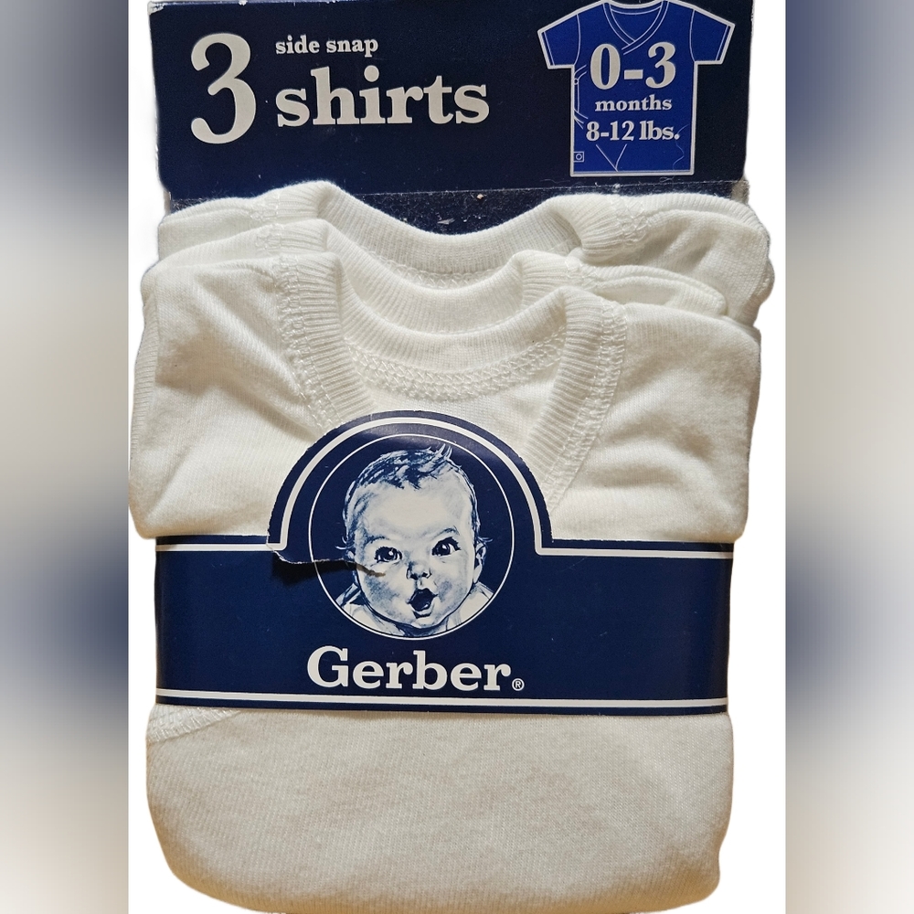 Gerber Baby Newborn 3 Pack White Slip-on Shirts
